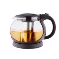 紫丁香玻璃茶壶耐高温不锈钢过滤养生茶壶单壶1000ML+莲花杯*4(S45-1+S103-4)