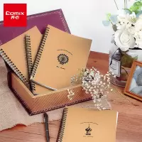 齐心复古牛皮纸笔记本A5双螺旋线圈本加厚记事本笔B5学生用本子日记本装订本80张小清新作业簿CXA580-5