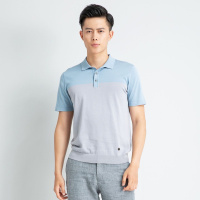 鄂尔多斯 1980春夏丝绵撞色短袖男式T恤