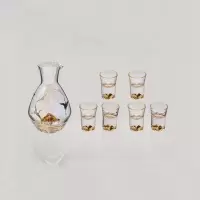 个杯堂 金山 炫彩光芒酒具 酒杯套装 24K水晶玻璃杯 一壶六杯