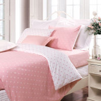 富安娜(FUANNA)床上用品四件套纯棉全棉床单被套 小清新波点单双人 玻璃球1米8/2米床(230*229cm)粉色