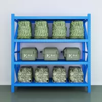 臻远ZYCC-29中型仓储货架置物架仓库铁架子地下室货架~蓝色四层主架150*50*200