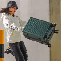 锐步Reebok时尚拉杆箱 行李箱旅行箱万向轮20英寸TSA密码锁 墨绿/金色 男女学生登机箱 墨绿色 20寸