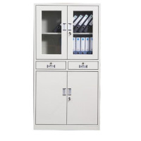 欧瑞源 文件柜 双门 带玻璃 银白色 个