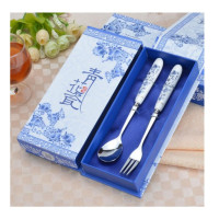 罗曼达LMD-QHC-004青花瓷不锈钢餐具小两件套