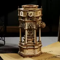 若态若客diy音乐盒手工制作机械旋转木马八音盒木质生日礼物 维多利亚提灯