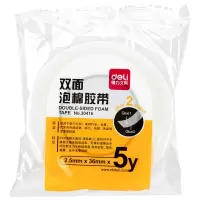 得力(deli)30416泡棉双面胶带 36mm*5y*2.5mm 12卷装