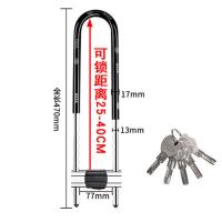 军根 玻璃门锁U型锁插锁 双门防盗锁 升级加粗款【470mm】5把钥匙gk