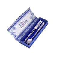 罗曼达LMD-QHC-001青花瓷不锈钢大两件套(勺筷)