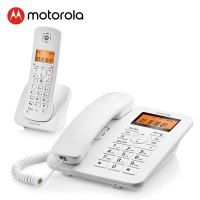 摩托罗拉(Motorola)数字无绳电话机 无线座机 子母机一拖一 办公家用 免提 来电显示 低辐射C4200C(白色）