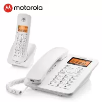 摩托罗拉(Motorola)数字无绳电话机 无线座机 子母机一拖一 办公家用 免提 来电显示 低辐射C4200C(白色）