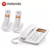 摩托罗拉(Motorola)数字无绳电话机 无线座机 子母机一拖二 办公家用 免提 来电显示 低辐射C4202LC 白色