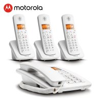 摩托罗拉(Motorola)C4203C数字无绳电话机/座机/子母机来电显示低辐射家用办公一拖三固定无线座机(白色)