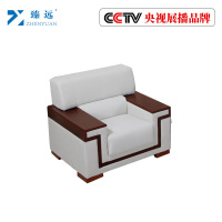 臻远接待室会议沙发中式布艺办公沙发茶几组合会客沙发 单人位