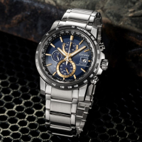 西铁城(CITIZEN)手表 光动能电波男士手表不锈钢表带防水商务休闲腕表AT8124-83M