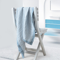 洁丽雅(Grace)婴儿盖毯儿童毛巾被纯棉六层A类婴儿纱布包边盖毯单条装 兰色 115*115cm 390g