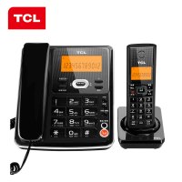 TCL 无绳电话机 无线座机 子母机 办公家用 中文菜单 大按键 停电可用 D61套装一拖一(黑色)