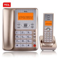 TCL 无绳电话机 无线座机 子母机 办公家用 中文菜单 免提 大按键 D61套装一拖一(香槟金)