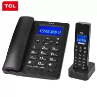 TCL 无绳电话机 无线座机 子母机 办公家用 反显屏 来电显示 中文菜单 D9套装一拖一(黑色)