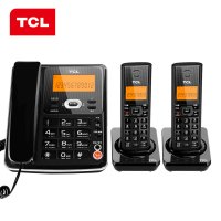 TCL 无绳电话机 无线座机 子母机 办公家用 大按键 信号强 抗干扰 D61套装一拖二(黑色)