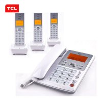 TCL 无绳电话机 无线座机 子母机 办公家用 大按键 信号强 抗干扰 D61套装一拖三(白色)