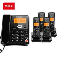 TCL 无绳电话机 无线座机 子母机 办公家用 大按键 信号强 抗干扰 D61套装一拖四(黑色)