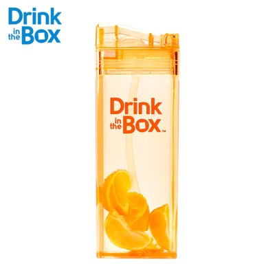 加拿大Drink in the Box儿童成人吸管杯喝水杯便携式果汁杯饮料杯糖果色大号355ml橙色