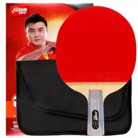 红双喜DHS乒乓球成品拍直拍双面反胶头沉柄轻进攻型弧圈结合快攻六星R6006 送拍套 单支装 红色