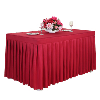 会议桌布 冷餐饮桌裙 签到台裙 展会活动办公桌罩 红色长方形桌套