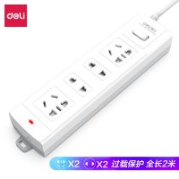 得力(deli)新国标安全插座 过载保护/儿童保护门 插排/插线板/接线板/排插/拖线板 总控开关 4位2米 3991