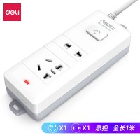 得力(deli)新国标安全插座 插排/插线板/接线板/排插/拖线板 总控开关 儿童保护门 2位1米 18276(01)