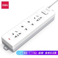 得力(deli) 新国标安全插座/插排/插线板/接线板/排插/拖线板 儿童保护门4位总控全长0.6米18251(0.6)