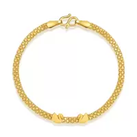 GZUAN古钻珠宝 黄金足金天鹅手链双排美妆机织手链 女款手链 HJS0010