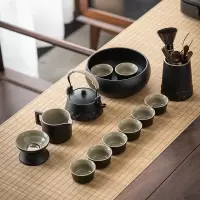 黑陶海浪 茶壶12件套+茶洗+六君子