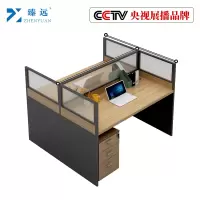 臻远办公桌职员办公室隔断屏风卡座 工字型双人位含柜