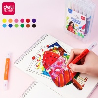 得力彩色双头水彩笔可勾可涂12色水彩笔70672-12