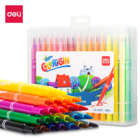 得力可水洗纤维软笔头24色圆杆水彩笔70681