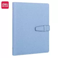 得力(deli)25K100张时尚活页扣带皮面本 商务办公插袋记事本日记本笔记本子 。蓝色3309