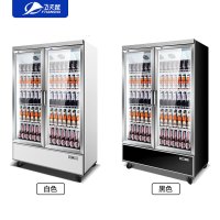 飞天鼠双门冷藏展示柜风冷饮料啤酒立式冰箱商用冰柜保鲜柜双开门铝合金门