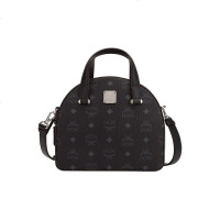 MCM 奢侈品品 女士黑色人造革半月形手提单肩斜跨包礼物送女友 MWTAASE03BK001礼物