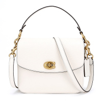 蔻驰 COACH 女士专柜款CASSIE系列皮革手提包单肩斜挎包小号白色礼物送女友 88346 B4/HA