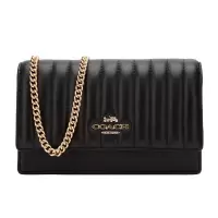蔻驰 COACH 品 女士新款时尚黑色皮质小号单肩斜挎包链条包腰包两用包 2664 IMBLK礼物
