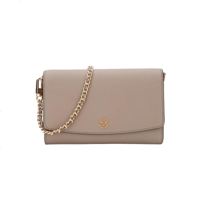 托里·伯奇TORY BURCH 品 新款TB女包灰色皮质手拿单肩斜挎链条包54277-082简约