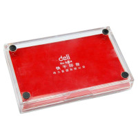 得力 (deli) 红色9864 137*88mm透明外壳 方形快干印台印泥 3个装