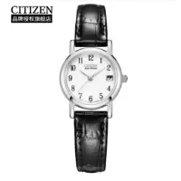 西铁城（CITIZEN）手表光动能带日期小表盘牛皮表带简约女表 EW1270-06A
