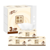 清风(APP)抽纸 原木纯品 2层200抽软抽纸巾3包(大规格).