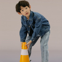 班蒂纳女童牛仔外套宝宝洋气上衣春秋装儿童男童长袖牛仔夹克外套潮牛仔衣HE05