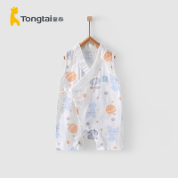 童泰(TONGTAI)夏季款0-1岁新生儿蛤衣男女宝宝纯棉无袖连体衣闭裆爬服儿童家居服连体衣