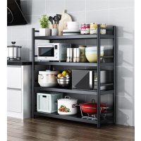 洛伊丽 不锈钢厨房置物架落地多层五层柜锅架子微波炉储物收纳架家用货架 支持定制