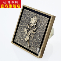 潜水艇（Submarine） 全铜防臭地漏 加厚复古仿古大排量 欧风玫瑰古铜电镀方形地漏